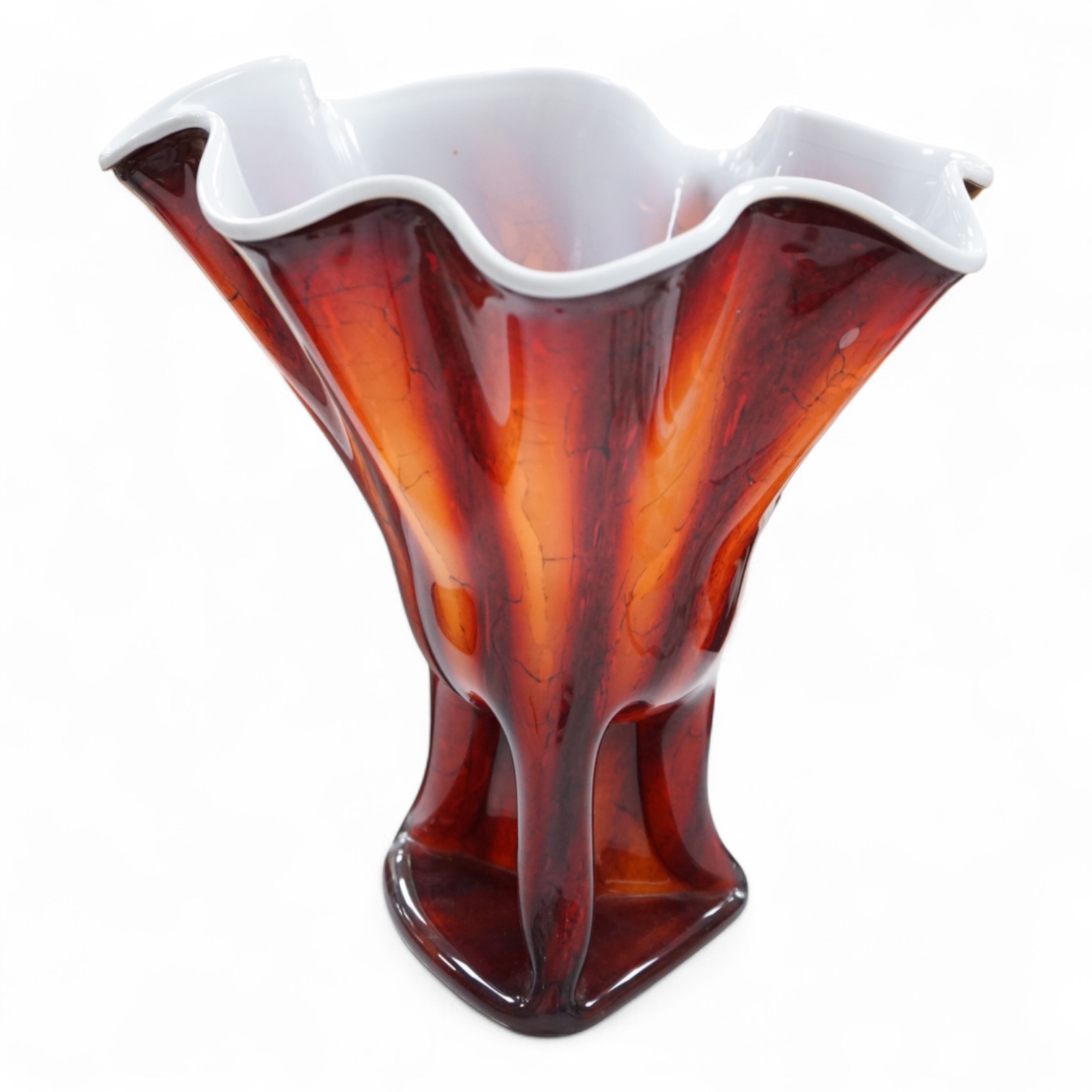 A Murano opaque and red glass vase, 34cm high